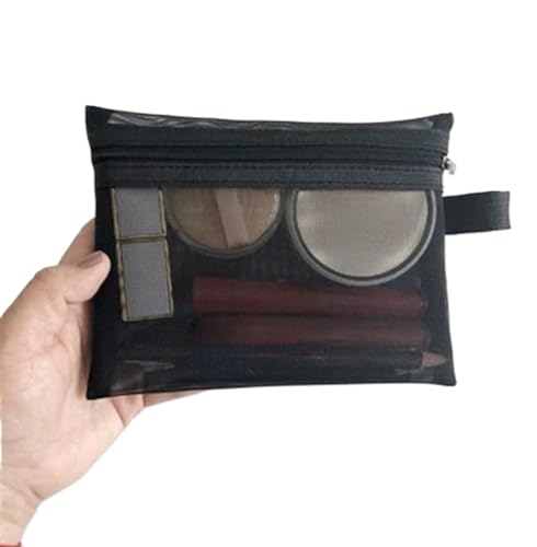 Kosmetiktasche Damen Frauen Mesh Kosmetik Tasche Reise Lagerung Make-Up Tasche Organizer Weibliche Make-Up Tasche Tragbare Kleine Große Kulturbeutel Schönheit Fall(17 * 13cm) von LuoAXINN