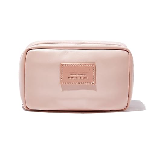 Kosmetiktasche Damen Make-up Tasche PU Leder Tragbare Reise Waschen Kosmetik Tasche Toilettenartikel Organizer Weibliche Lagerung Handheld Box Große-kapazität(Pink) von LuoAXINN