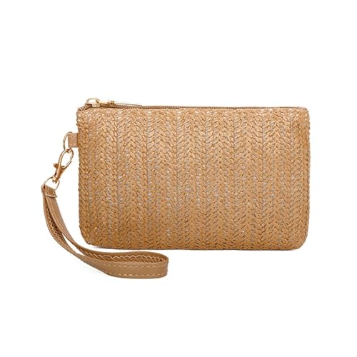 LuoAXINN Damen Gewebte Tasche Wristlet Clutch Mittellang Lang Tagesgeldbörse Handy Münzfach Strandgeldbörse Kartenhalter Haushalt für Reisen und Einkaufen(Brown) von LuoAXINN