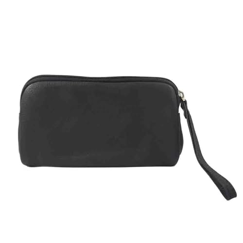 LuoAXINN Freizeit Rindsleder Damen Clutch Personalisieren Buchstaben Weibliche Armband Handtasche Tasche Vintage Bleistift Make-Up Zip Pouch für Reisen und Einkaufen(Black) von LuoAXINN