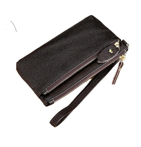 LuoAXINN Leder Damen Wristlet Clutch Tasche Multifunktionale Geldbörsen Geldbörse Reißverschluss Kartenhalter Geldklammer Handytasche für Reisen und Einkaufen(Coffee,17.5X10X0.8 CM) von LuoAXINN