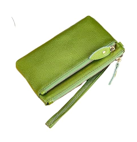 LuoAXINN Leder Damen Wristlet Clutch Tasche Multifunktionale Geldbörsen Geldbörse Reißverschluss Kartenhalter Geldklammer Handytasche für Reisen und Einkaufen(Green,16X9.5X0.8 CM) von LuoAXINN