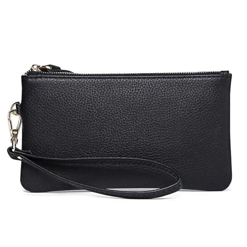 LuoAXINN Wristlet Clutch Handyhalter Lange Geldbörse Gold Reißverschluss Handtasche mit Handschlaufe Geldbörsen for Frauen für Reisen und Einkaufen(Black) von LuoAXINN
