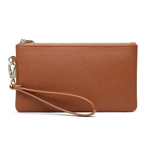 LuoAXINN Wristlet Clutch Handyhalter Lange Geldbörse Gold Reißverschluss Handtasche mit Handschlaufe Geldbörsen for Frauen für Reisen und Einkaufen(Brown) von LuoAXINN