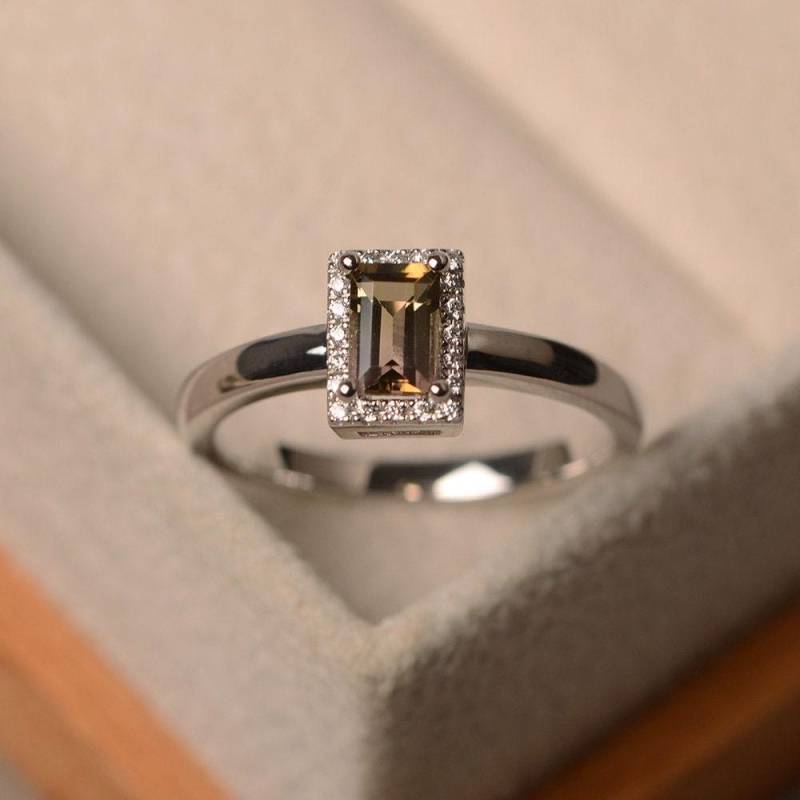 Einzigartige Cocktail Ringe, Natürliche Wassermelonen-Turmalin Geburtsstein Oktober, Ringe Im Smaragdschliff, Vintage von LuoJewelry