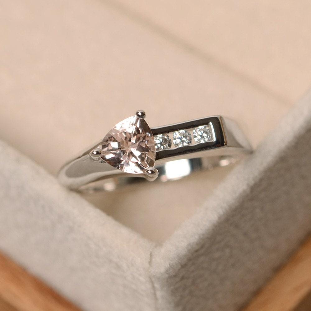 Morganit Ring, Rosa Morganit, Pfeil Silber von LuoJewelry
