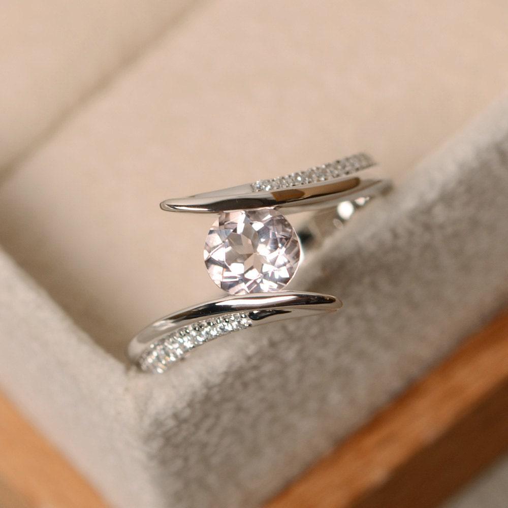 Morganit Ring, Verlobungsring, Rosa Ehering von LuoJewelry