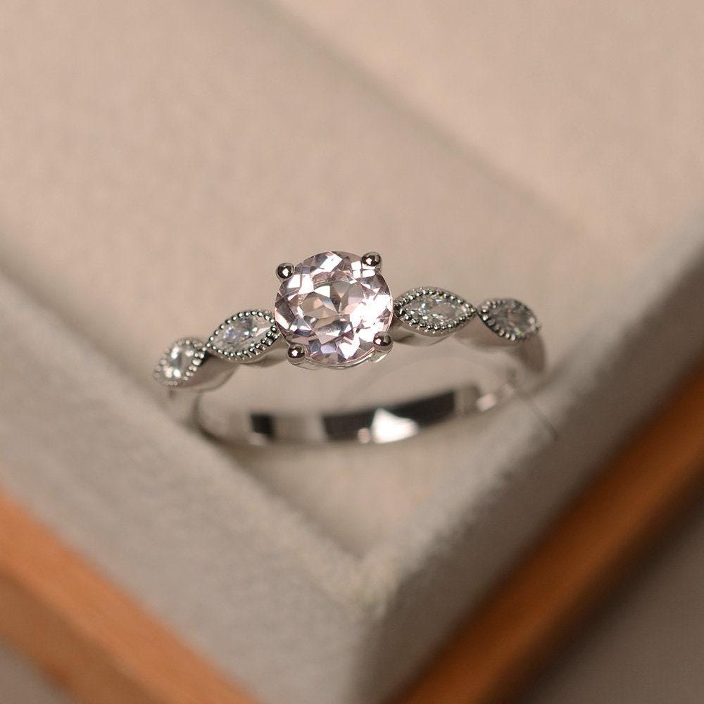 Morgannit Verlobungsring, Brillantschliff, Sterling Silber von LuoJewelry