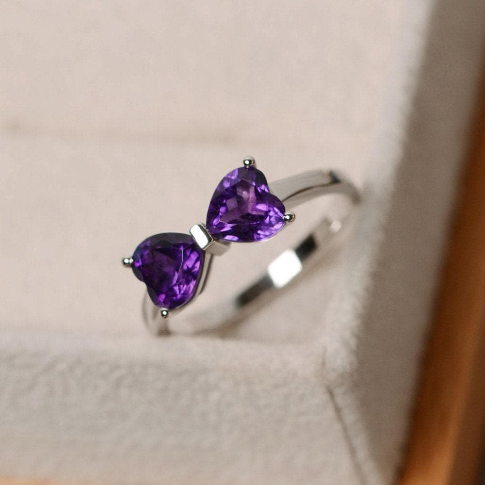 Natürlicher Lila Amethyst Ring, Verlobungsring, Versprechensring Für Sie von LuoJewelry