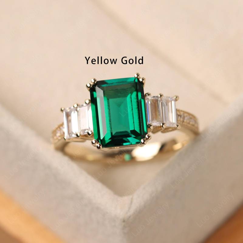 Smaragdring, Ehering Im Smaragdschliff, 585Er Gelbgold, Multisteine, Mai-Geburtsstein Smaragdring, Ehering Im Smaragdschliff, 585Er Gelbgold, Multisteine, Mai-Geburtsstein von LuoJewelry