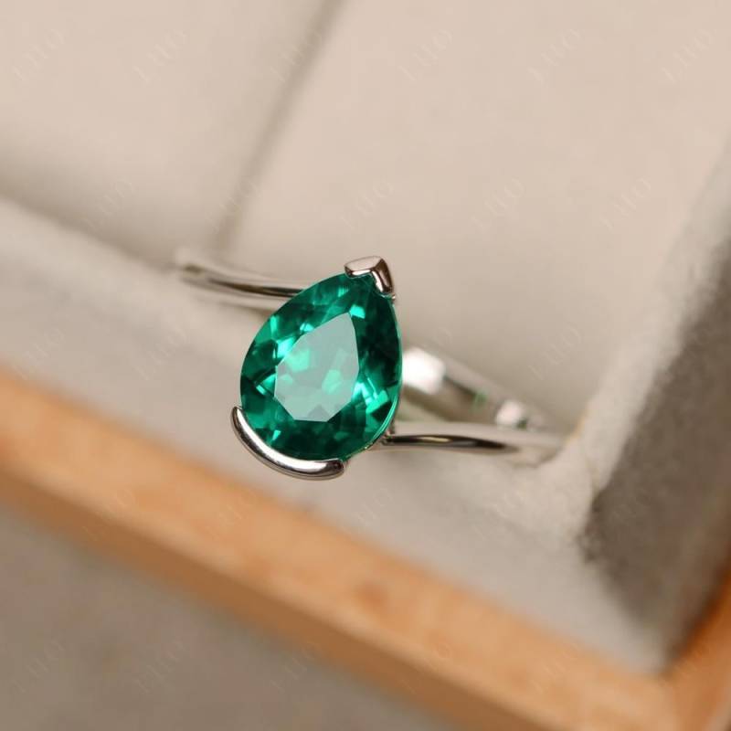 Smaragdring, Mai Geburtsstein, Ring Im Tropfenschliff, Grüner Smaragd, Versprechensring Smaragdring, Mai Geburtsstein, Ring Im Tropfenschliff, Grüner Smaragd, Versprechensring von LuoJewelry