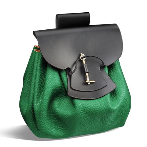 Renaissance-Gürteltasche für Damen, Wikinger, mittelalterliche Hüfttasche für Ren Fair, Kunstleder, Kostümzubehör, Grün , Mittelalter Renaissance-Gürteltasche für Damen, Wikinger, mittelalterliche Hüfttasche für Ren Fair, Kunstleder, Kostümzubehör, Grün , Mittelalter von Luobowan