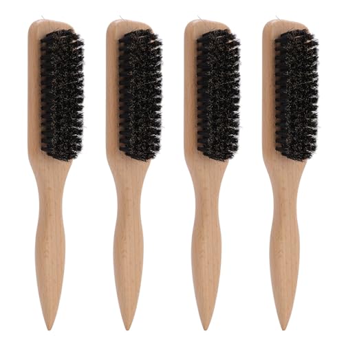 4PCS Barber Fade Pinselset mit Ergonomischem Holzgriff, Friseurhör -Haar -Schnurrbart -Pinsel für Männer, Effizient Stile und Organisiert Bart und Haare von Luocute