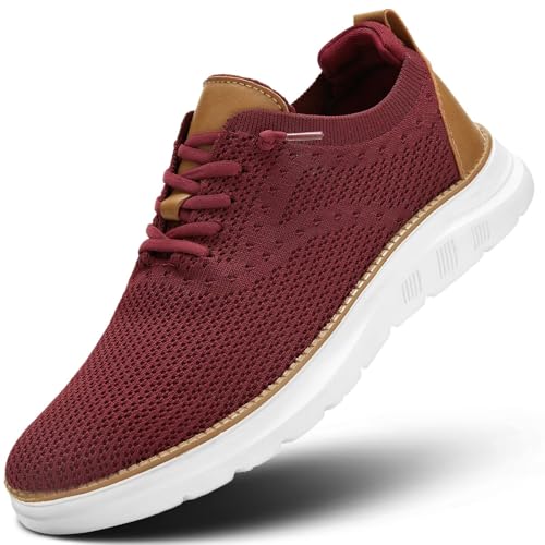 Herren Mesh Sneakers Oxfords Schnürschuhe Leichte Casual Walking Schuhe Fahrschuhe, Rot/Ausflug, einfarbig (Getaway Solids), 38.5 EU von Luogoks