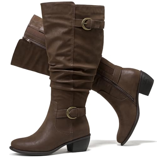 Luoika Damen Extra Breite Wade Kniehohe Stiefel Weite Slouchy Kniehohe Stiefel Niedriger gestapelter Absatz Winter Herbst Übergröße Stiefel, Braun 102, 9.5 X-Wide Luoika Damen Extra Breite Wade Kniehohe Stiefel Weite Slouchy Kniehohe Stiefel Niedriger gestapelter Absatz Winter Herbst Übergröße Stiefel, Braun 102, 9.5 X-Wide von Luoika