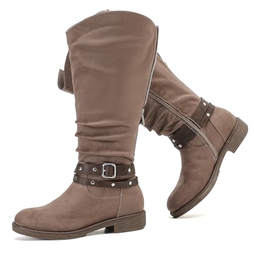 Luoika Damen Extra Wide Calf Knee High Boots Chunky Low Heel Plus Size Boots, Braun 1030, 9.5 X-Wide Luoika Damen Extra Wide Calf Knee High Boots Chunky Low Heel Plus Size Boots, Braun 1030, 9.5 X-Wide von Luoika