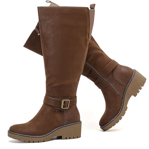 Luoika Damen Extra Wide Calf Knee High Boots Weite Slouchy Kniehohe Stiefel, Braun 1202, 10.5 X-Wide Luoika Damen Extra Wide Calf Knee High Boots Weite Slouchy Kniehohe Stiefel, Braun 1202, 10.5 X-Wide von Luoika