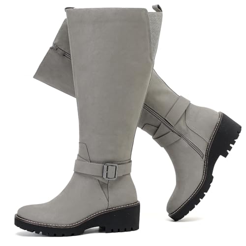 Luoika Damen Extra Wide Calf Knee High Boots Weite Slouchy Kniehohe Stiefel, Grau1202, 11.5 X-Wide Luoika Damen Extra Wide Calf Knee High Boots Weite Slouchy Kniehohe Stiefel, Grau1202, 11.5 X-Wide von Luoika
