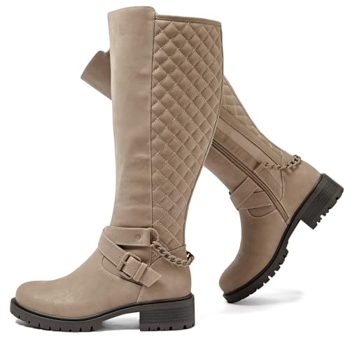 Luoika Damen Extra Wide Calf Knee High Boots Weite Winter Hohe Stiefel, Beige210701, 11.5 X-Wide Luoika Damen Extra Wide Calf Knee High Boots Weite Winter Hohe Stiefel, Beige210701, 11.5 X-Wide von Luoika