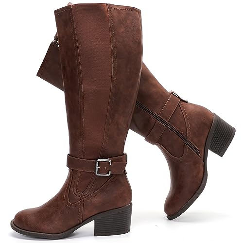 Luoika Damen Extra Wide Calf Knee High Boots Weite Winter Hohe Stiefel, Braun 413, 7 X-Wide Luoika Damen Extra Wide Calf Knee High Boots Weite Winter Hohe Stiefel, Braun 413, 7 X-Wide von Luoika