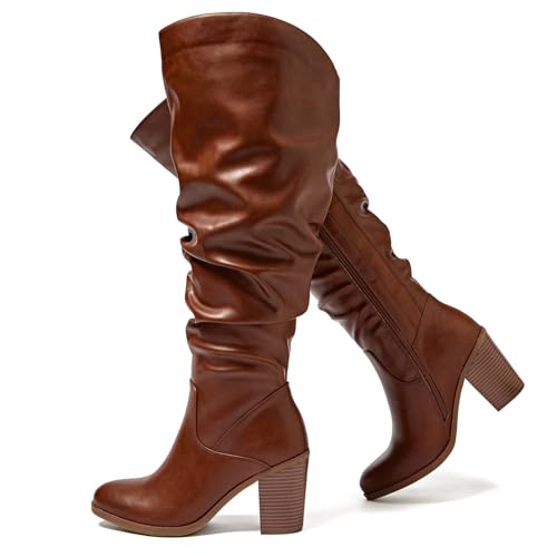 Luoika Damen Extra Wide Calf Knee High Boots Weite Winter Hohe Stiefel, Brownpu209, 10.5 X-Wide Luoika Damen Extra Wide Calf Knee High Boots Weite Winter Hohe Stiefel, Brownpu209, 10.5 X-Wide von Luoika