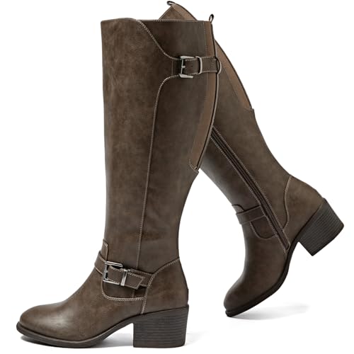 Luoika Damen Extra Wide Calf Knee High Boots Weite Winter Hohe Stiefel, Grau 418, 11.5 X-Wide Luoika Damen Extra Wide Calf Knee High Boots Weite Winter Hohe Stiefel, Grau 418, 11.5 X-Wide von Luoika
