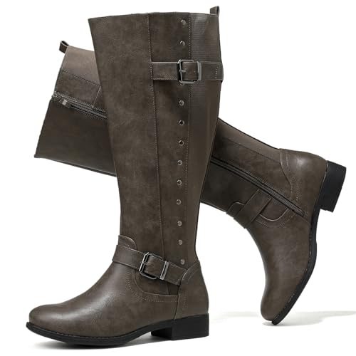 Luoika Damen Extra Wide Calf Knee High Boots Weite Winter Hohe Stiefel, Grau 421, 9.5 X-Wide Luoika Damen Extra Wide Calf Knee High Boots Weite Winter Hohe Stiefel, Grau 421, 9.5 X-Wide von Luoika