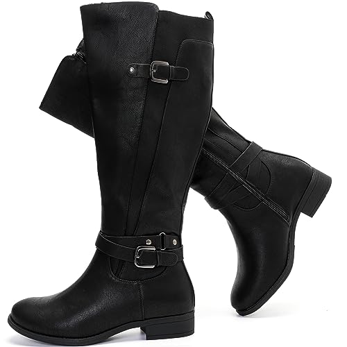 Luoika Damen Extra Wide Calf Knee High Boots Wide Width Winter Tall Boots, Schwarz 420, 12 X-Wide von Luoika