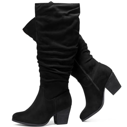 Luoika Damen Extra Wide Calf Slouchy Knee High Boots Wide Width Knee High Boots Low Stacked Heel Side Zipper Winter Fall Tall Boots, Schwarz204, 8.5 X-Wide Luoika Damen Extra Wide Calf Slouchy Knee High Boots Wide Width Knee High Boots Low Stacked Heel Side Zipper Winter Fall Tall Boots, Schwarz204, 8.5 X-Wide von Luoika