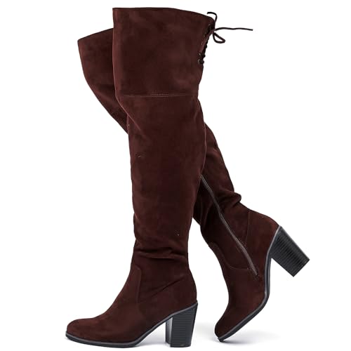 Luoika Damen Wide Calf Over Knee High Boots Wide Width Stretchy Herbst Winter Boots, Braun 201, 11 X-Wide von Luoika