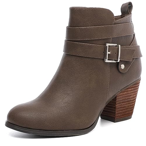 Luoika Damen Wide Width Ankle Boots, Extra Wide Mid Heel Side Zipper Booties, Grau 101, 9 X-Wide von Luoika