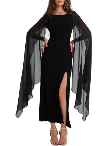 Abendkleid für Damen, schick und elegant, figurbetont, langes Kleid, Neujahr, Damen, Kleid, Langarm, Schlitz, Saum, für Abend, Party, Cocktail, Abend, Hochzeit, Abschlussball, Weihnachten, Halloween, von Luojida