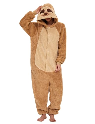 Luojida Overall Pyjama Damen Herren Pyjama Onesies Cosplay Kostüm Kigurumi Kostüm Halloween Erwachsene Pyjama Pilou Pilou Warm und Weich mit Taschen für Karneval Halloween Weihnachten Neujahrstag, von Luojida