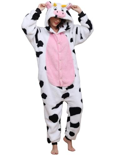 Luojida Overall Pyjama Damen Herren Pyjama Onesies Cosplay Kostüm Kigurumi Kostüm Halloween Erwachsene Pyjama Pilou Pilou Warm und Weich mit Taschen für Karneval Halloween Weihnachten Neujahrstag, von Luojida
