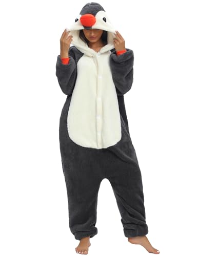 Luojida Overall Pyjama Damen Herren Pyjama Onesies Cosplay Kostüm Kigurumi Kostüm Halloween Erwachsene Pyjama Pilou Pilou Warm und Weich mit Taschen für Karneval Halloween Weihnachten Neujahrstag, von Luojida