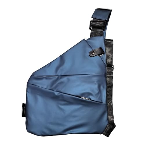 Luojuny Robuste Reisetasche, verstellbare Schlinge, für Männer, Brust, große Kapazität, Riemen, einfarbig, mehrere Taschen, Reißverschluss, Outdoor, Umhängetasche, Einzeln Blau Links von Luojuny