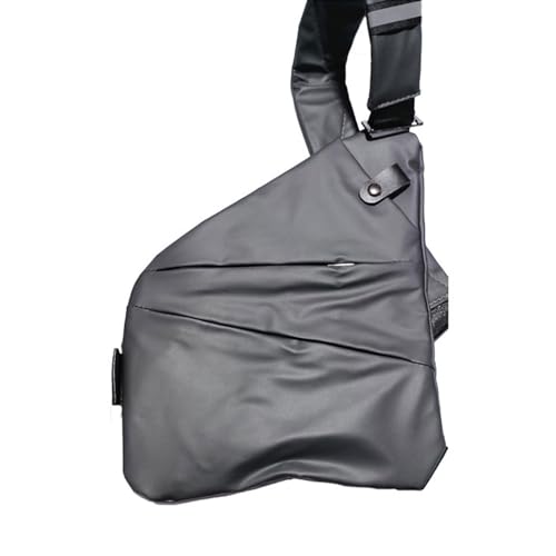 Luojuny Robuste Reisetasche, verstellbare Schlinge, für Männer, Brust, große Kapazität, Riemen, einfarbig, mehrere Taschen, Reißverschluss, Outdoor, Umhängetasche, Einzeln Grau Links von Luojuny