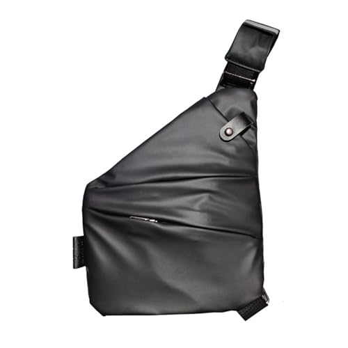 Luojuny Robuste Reisetasche, verstellbare Schlinge, für Männer, Brust, große Kapazität, Riemen, einfarbig, mehrere Taschen, Reißverschluss, Outdoor, Umhängetasche, Einzeln Schwarz Links von Luojuny
