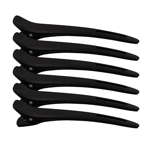 Luoqun88 6 x Haarspangen zum Stylen, professionelle Kunststoff-Friseur-Clips, keine Falten, Friseur-Clips für Salon und Zuhause, Haarschneide-Clips für Friseure, Damen und Herren (schwarz) von Luoqun88