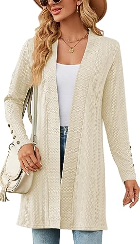 Luotelk Damen Cardigan Langarm Offene Strick Drapiert Lange Strickjacke Lang High Stretchy Strickmantel(XL) von Luotelk