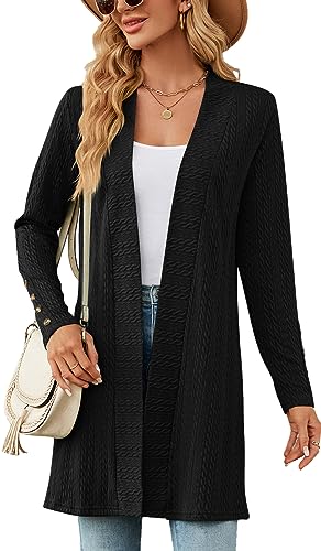 Luotelk Damen Cardigan Langarm Offene Strick Drapiert Lange Strickjacke Lang High Stretchy Strickmantel(XXL) von Luotelk