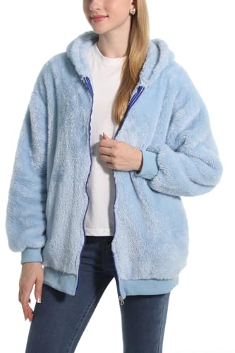 Luotelk Damen Plüschjacke mit Kapuze Kapuzenpullover mit Taschen Warme Reißverschluss Kapuzenjacke Mode Teddy Herbst Winter Winterjacke(L) von Luotelk