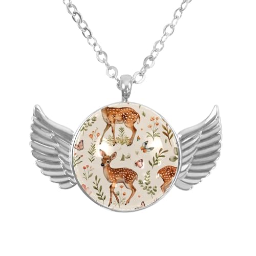 Engelsflügel-Halskette mit Blumen-Tiger, Aluminiumlegierung, Schmuck, Geschenke für Männer und Frauen, Einheitsgröße, Aluminiumlegierung, Kein Edelstein von Luoweisi