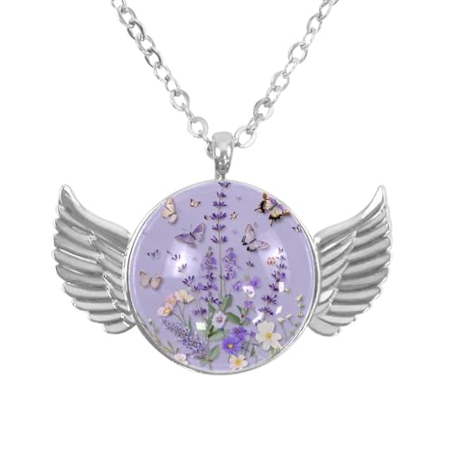 Engelsflügel-Halskette mit Katzenblume, Zinklegierung, Schmuck, Geschenke für Männer und Frauen, Einheitsgröße, Aluminiumlegierung, Kein Edelstein von Luoweisi