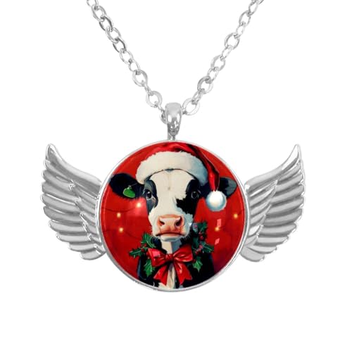 Engelsflügel-Halskette mit weihnachtlicher Kuh, Zinklegierung, Schmuck, Geschenke für Männer und Frauen, Einheitsgröße, Aluminiumlegierung, Kein Edelstein Engelsflügel-Halskette mit weihnachtlicher Kuh, Zinklegierung, Schmuck, Geschenke für Männer und Frauen, Einheitsgröße, Aluminiumlegierung, Kein Edelstein von Luoweisi