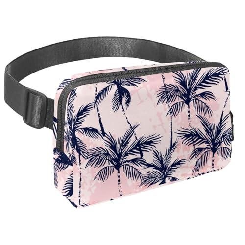 Gürteltasche für Damen und Herren, wasserdicht, Umhängetasche, Bauchtasche, Hüfttasche mit verstellbarem Gurt, für Laufen, Workout, Reisen, Grunge-Palmen, Mehrfarbig 1, Einheitsgröße, von Luoweisi