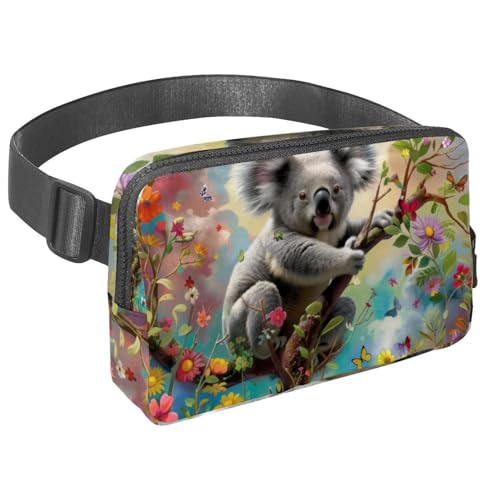 Gürteltasche für Damen und Herren, wasserdicht, Umhängetasche, Bauchtasche, Hüfttasche mit verstellbarem Gurt, für Laufen, Workout, Reisen, niedliche Koala-Blume, Mehrfarbig 13, Einheitsgröße, von Luoweisi