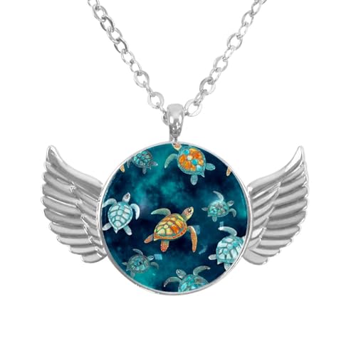 Luoweisi Engelsflügel-Halskette aus Zinklegierung mit Erdbeer-Blumen, runde Kette, Geschenke für Männer und Frauen, Einheitsgröße, Aluminiumlegierung, Kein Edelstein von Luoweisi