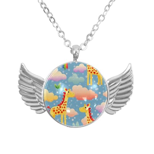 Luoweisi Engelsflügel-Halskette mit Blumen-Dinosauriern, Aluminiumlegierung, Schmuck, Geschenke für Männer und Frauen, Einheitsgröße, Aluminiumlegierung, Kein Edelstein von Luoweisi