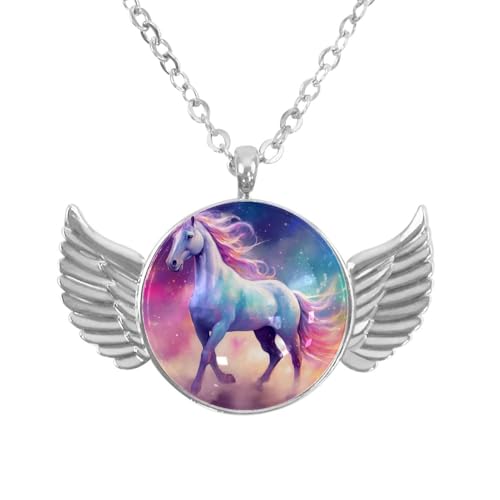 Luoweisi Engelsflügel-Halskette mit Blumen-Dinosauriern, Aluminiumlegierung, Schmuck, Geschenke für Männer und Frauen, Einheitsgröße, Aluminiumlegierung, Kein Edelstein von Luoweisi